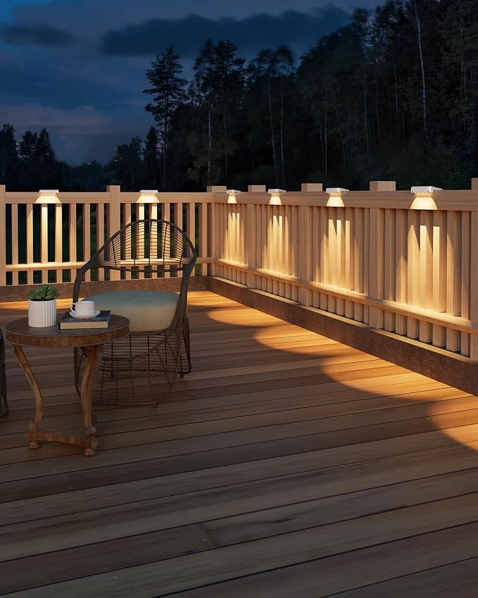 VOLISUN Solar Deck Lights 16 Pack, Warm White Glow LED Large Size Lamp, IP65 Waterproof Step Lights Outdoor for Deck, Step, Fence, Railing, Wall and Stairs (White)