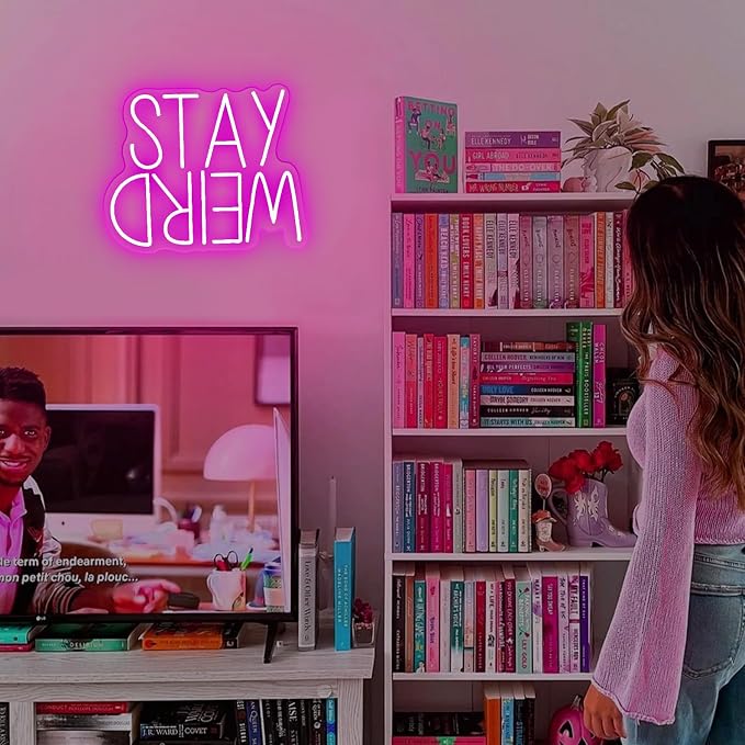Stay Weird Neon Sign Neon Signs for Wall Decor Neon Light Sign with USB Neon Lights LED Neon Sign for Bedroom Living Room Study Room LED Signs for Wall Decor Birthday Teen Gift