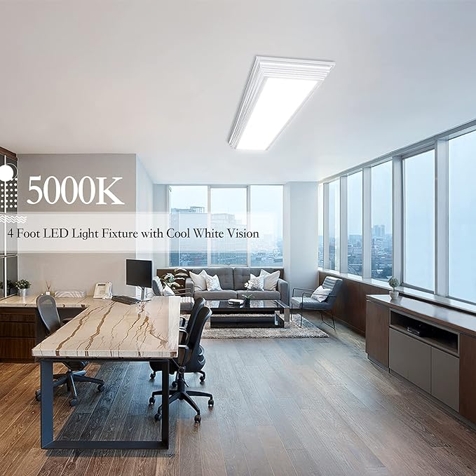 Dimmable 4FT LED Wraparound Light, 3 Color Temperature 3000K/4000K/5000K CCT 50W 5500LM 4 Foot Kitchen LED Light Fixture, Flush Mount 48 Inch Linear Ceiling Lighting Fixture, 4 Pack