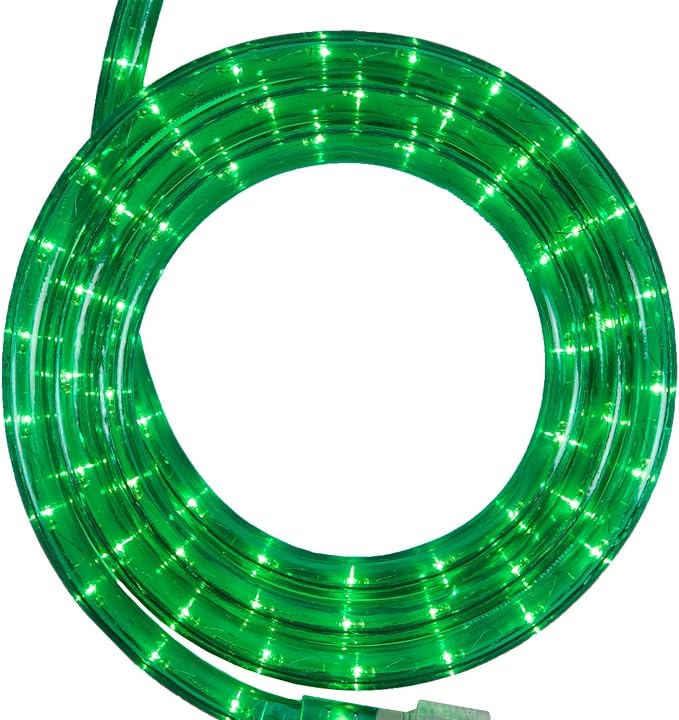 Wintergreen Lighting 18ft 216-Bulb Heavy Duty Incandescent Rope Light Kit, Connectable 120V ETL Indoor Rope Lights Plugin Outdoor Tube Lights for Garden, Patio, Party, Christmas, Green