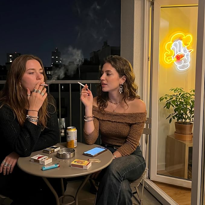 Cool Hand Neon Sign, Smoking Hand Led Sign for Wall Decor, Usb Powered Adjustable Brightness Glove Led Light for Bedroom Bar Club Pub Man Cave Shop Game Room Party Decor, Unique Gift