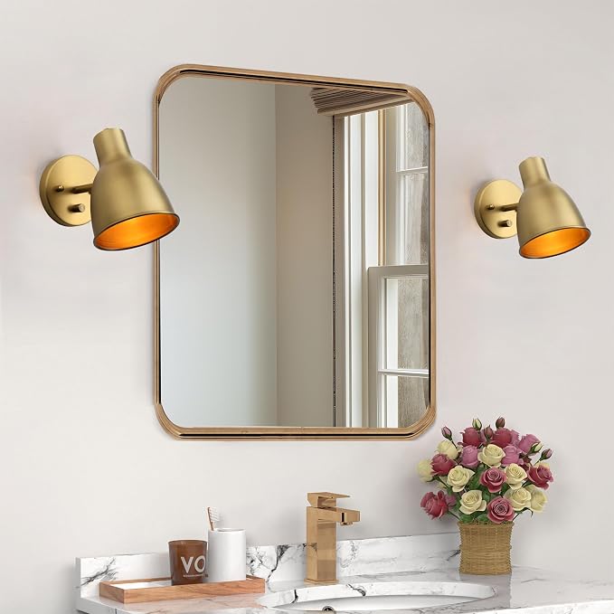 Dimmable Vintage Metal Wall Sconce - Adjustable Light Head, Hardwired Bedside Vanity Light for Bedroom, Bathroom & Dining Room