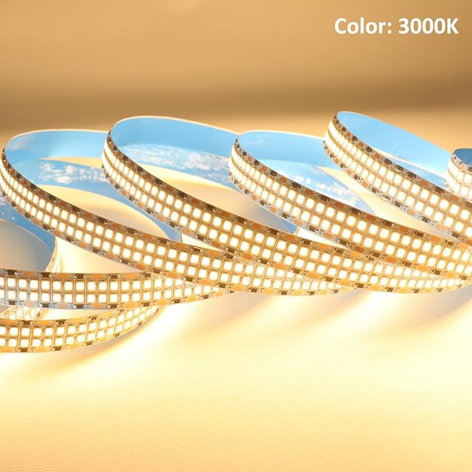 Warm White LED Strip Lights 3000K Double Row DC12V 16.4ft 2400LEDs | 2835 SMD Super Bright Flexible Cuttable LED Strip Tape Light Ribbon Lamp LED Dimmable Strips for Bedroom Lighting