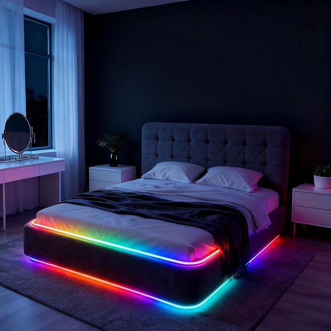 6.5ft Battery Powered neon Rope Lights, USB Portable Strip Light, Suitable for Decorating Parties, Halloween, terraces, Christmas Camping neon String Lights, Battery Powered noen Lights