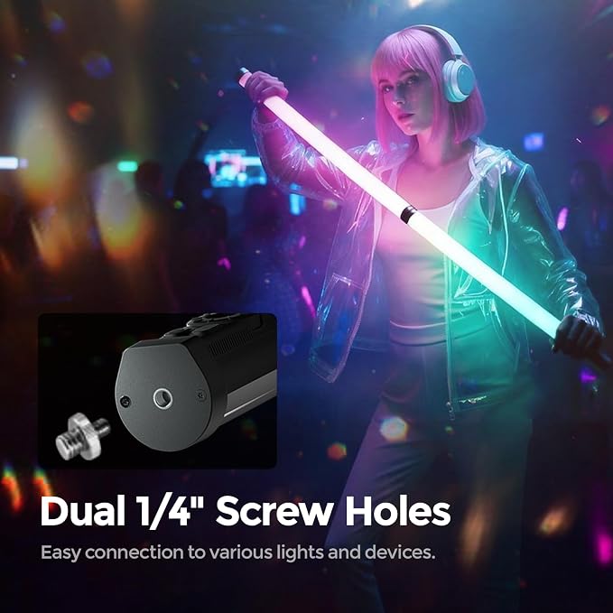 PHOTOOLEX Magnetic Light Wand, 360° RGB Tube Light, LED Video Light Stick | 10W/Full Color/CRI 96+/TLCI 97+/2500K-9900K/21 Scenes/Handheld/5200mAh, for Studio Photography Vlog Recording Streaming