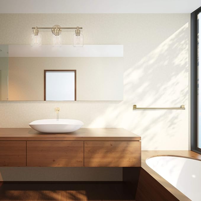 Globe Electric 51638 3-Light Vanity All-in-One Bathroom Set, 5 Piece Gold Finish