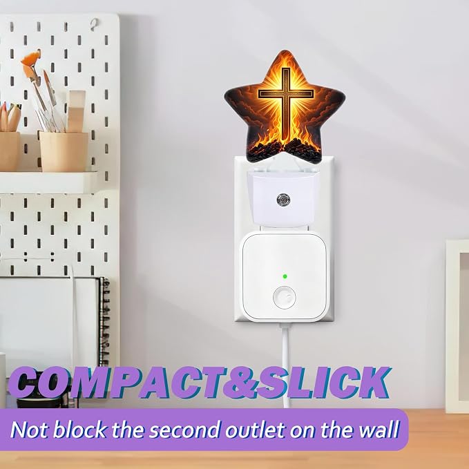 Easter Cross Night Lights Plug Into Wall,Fire Stone Dusk to Dawn Light Sensor Night Light for Kids, Energy Efficient Sleep Friendly Lamp for Bedroom Bathroom Nursery