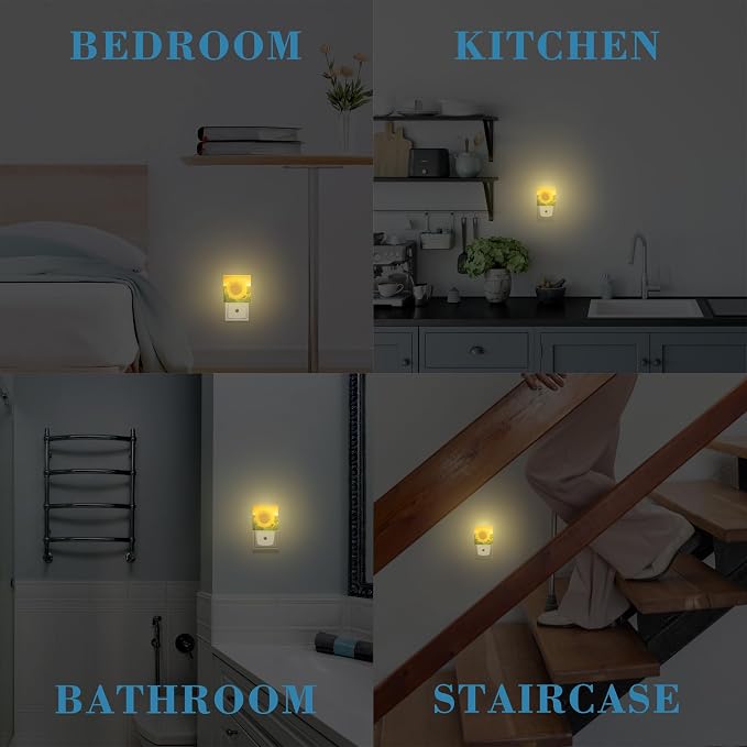 Plug in Night Lights Sunset Sunflower Field Nightlight Plug Into Wall Dusk to Dawn Sensor LED Night Light for Kid Girls Boys Women Men Room Decor, Hallway, Kitchen, Bathroom, Nursery, Stairs