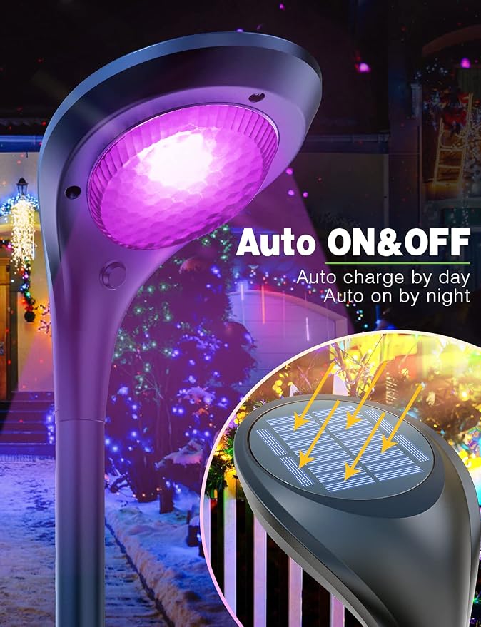Color Solar Pathway Lights, 4-Pack Color Changing Solar Lights Outdoor Waterproof for Christmas Easter Halloween LED Garden Landscape Light Solar Powered for Yard Path Patio Driveway Lawn