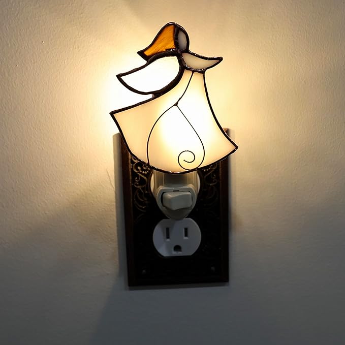 Gift Essentials Angel Plug in Night Light - Stained Glass Nightlight with On/Off Rocker Switch - Includes One 4 Watt Replaceable Incandescent Warm Glow Bulb