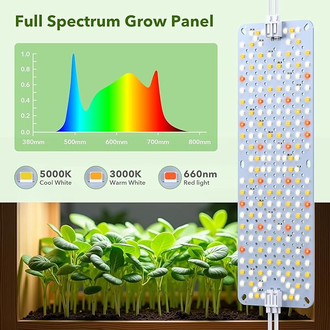 Full Spectrum 1152 LEDs Grow Lights,60W Plant Grow Lights for Indoor Plants with Daisy Chain Function, Sunlike Spectrum,4/8/12/16/20H Timer for Seed Starting(Pack 6)