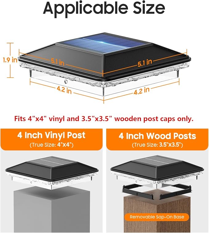 16 Pack 4x4 Solar Post Cap Lights Outdoor, 3 Modes 16 LED Fence Post Solar Lights, Focused Lens Deck Fence Post Lights Solar Powered Waterproof, Fits 4x4 3.5x3.5 Vinyl Wooden Posts for Deck Post