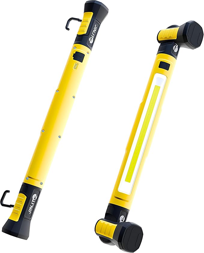 Magnetic Work Light - 3000LM Rechargeable LED Work Light Bar, 5200mAh Under Hood Mechanic Light for Garage, Workshop, Vehicle Inspection (1 Pack, Yellow)