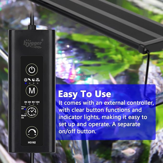 hygger New Mode 24/7 Timer LED Aquarium Light, Auto On Off Full Spectrum Fish Tank Light Fish Colorful/Sun/Nightlight/Wrgb Cycle Mode for Freshwater Plants Tank (for 39in~45in Long Tank)