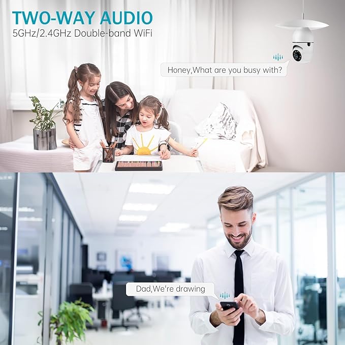 5MP Light Bulb Security Camera Outdoor, 5G&2.4GHz WiFi Lightbulb Outdoor Wireless Security Cameras for Home Security, Two-Way Talk,Color Night Vision, No-Drill, 2-in-1 Bulb Security Camera