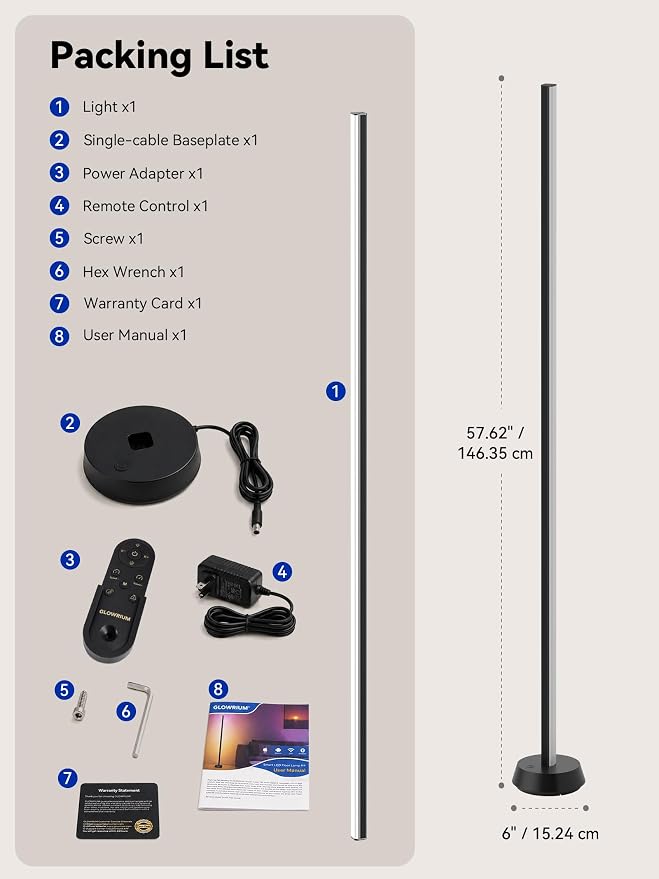 Smart LED Floor Lamp, RGBY+IC Corner Floor Lamp for Living Room | 36W Dimmable LED Floor Lamp with Alexa & App Control, DIY Color Effects, Standing Lamp for Gaming Room Bedroom Home Decor