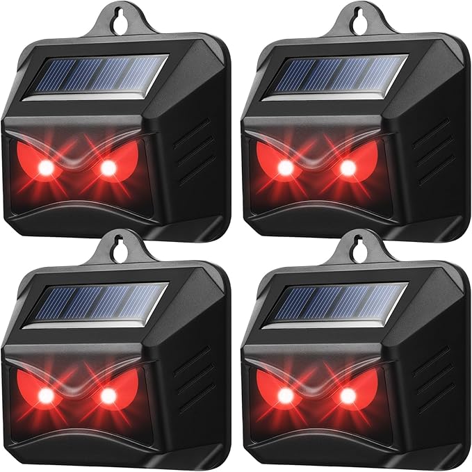 Solar Control Light Nocturnal Animal Repeller Outdoor Deterrent Devices Light Sensor Animal Repellent for Skunk Deer Coyote Fox Raccoon Cat Garden Yard Farm Chicken Coop (6, Black)