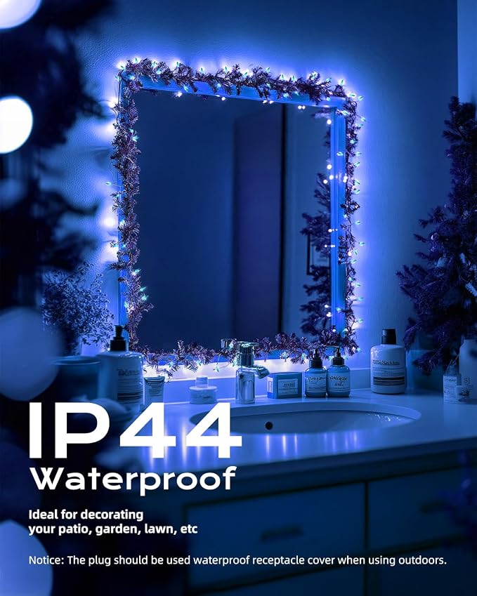 Brightown Blue Christmas Mini String Lights, 100-Count 20ft Incandescent Bulb Halloween Fairy Lights for Indoor Holiday Decor, Christmas Tree Garland Wedding Party Multi-Use Decoration, White Wire