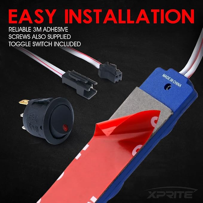 Xprite Blue LED Truck Bed Light Kits Rock Lights with On/Off Switch, for Pickup Footwells, Running Boards, Cargo, Under Car, Tonneau Cover, Rail Lighting - 8 PCs