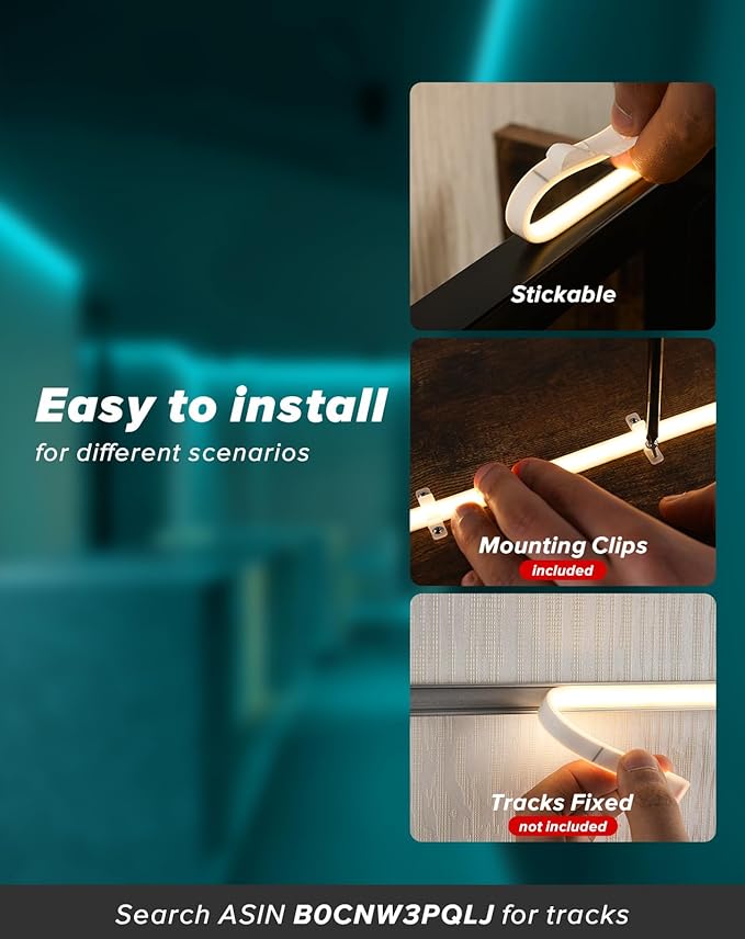 Shine Decor COB LED Rope Light AC 120V, 800lm Ultra Bright, IP65 Waterproof Cold-Resistant ETL Neon Strip, No Driver Tape Lighting for Home Commercial 10x4.5mm, Ice Blue, 32.8ft