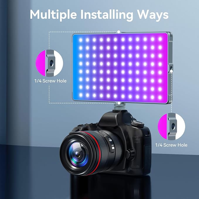 ENEGON 10000mAh RGB LED Video Light - 276 LED Beads with OLED Display, 18.5W Max, 2500–9900K CCT, CRI 96+, 21 Scene Modes - for Photography, YouTube, TikTok & Video Conferences