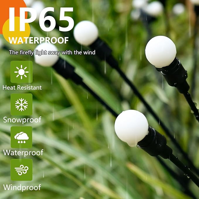 aandz Solar Outdoor Lights for Garden, IP65 Waterproof Solar Lights for Outside, Sway by Wind, 32 LEDs Christmas Decorative Lights for Yard Patio Pathway Decoration, 4 Pack