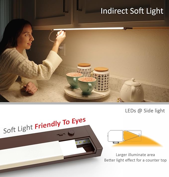 Under Cabinet Lighting Plug in or Hardwired Built-in Dimmer, 40 Inch 20W, 5CCT 2700/3000/3500/4000/5000K, Linkable Counter Lights for Kitchen, ETL Dimmable LED Light Fixture, Bronze