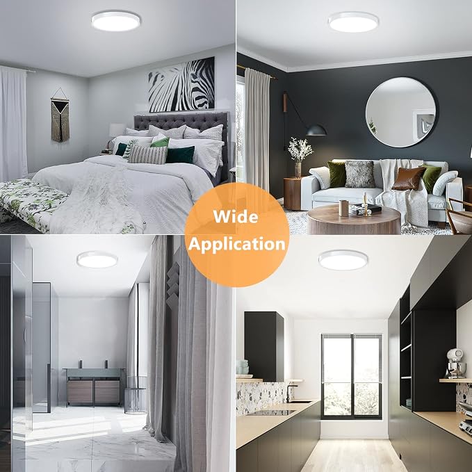 2 Pack LED Flush Mount Ceiling Light Fixture, 9inch Modern LED Ceiling Light 18W 5000K, Low Profile Slim Flat Surface Mount Ceiling Lights for Bedroom Kitchen Hallway Stairwell Basement Closet
