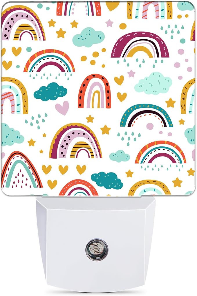 Rainbow Night Light, Star Cloud Plug into Wall with Dusk to Dawn Light Sensors, Warm Nightlights for Bedroom, Bathroom, Hallway, Kitchen, Gifts Ideal for Boys Girls Women Men