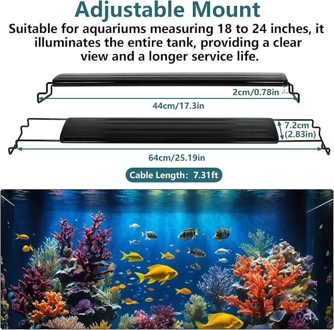 Uncle Yang LED Aquarium Light for 18 to 24 Inch Aquarium LED Light 11W | Auto On Off with Timer Adjustable Brightness Memory Function with Extendable Bracket for Planted Tank