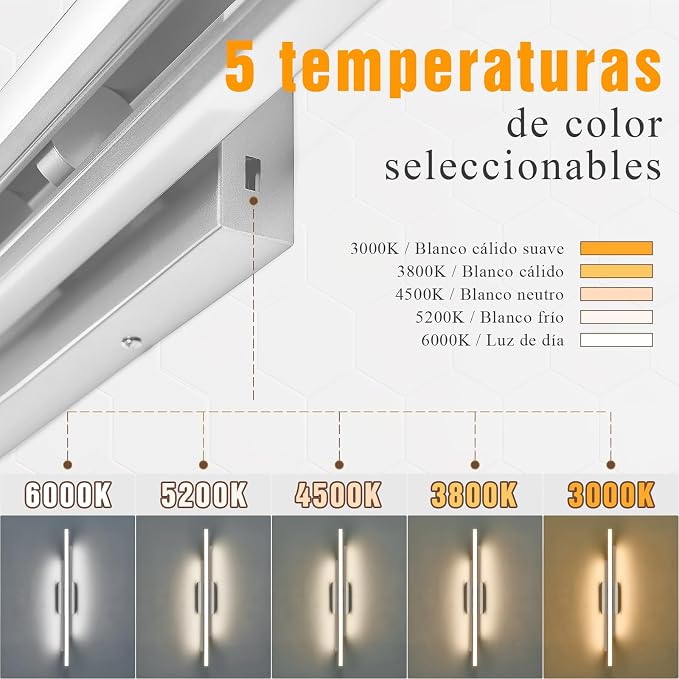 VitaLink 35 Inches Nickel LED Modern Bathroom Vanity Light Fixtures 25W Dimmable 5CCT Vanity Light Bar Over Mirror 3-Light Wall Light for Bathroom Over Mirror Picture Light