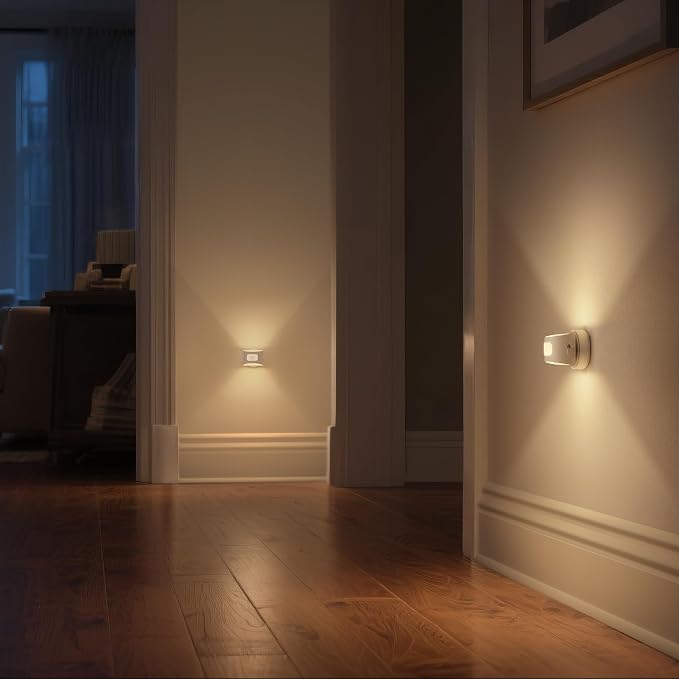 Motion Sensor Night Light Indoor, Rechargeable Night Lights | Magnetic Stick-On Stair Lights 3000K Warm White, Battery Operated lights for Hallway,Kitchen,Closet,Bedroom