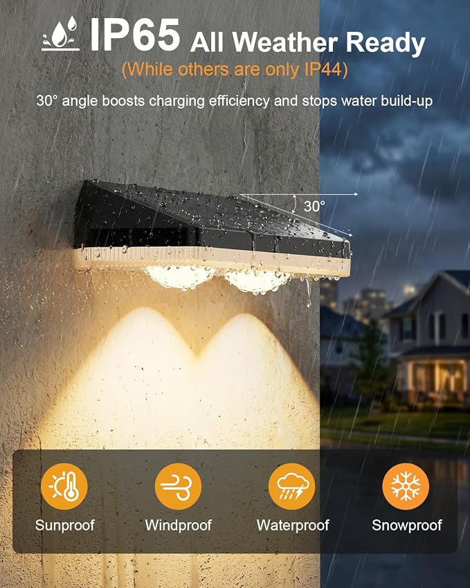 16 Pack Solar Fence Lights Outdoor ,Warm White + RGB 13 Color Mode Fence Lights Solar Powered with Ultra-Bright Lens IP65 Waterproof,Solar Wall Light for Backyard/Step/Patio/Deck/Stair/Railings/Fence