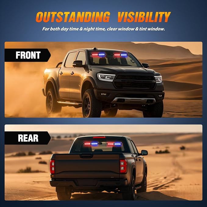 Nilight 40LED Blue Red Emergency Strobe Traffic Advisor Light Bar with Suction Cups Dash Safety Warning Hazard Flashing Lights Interior Front/Rear Windshield for Trucks Construction Vehicles | with Suction Cups Dash Safety Warning Hazard Flashing Light...