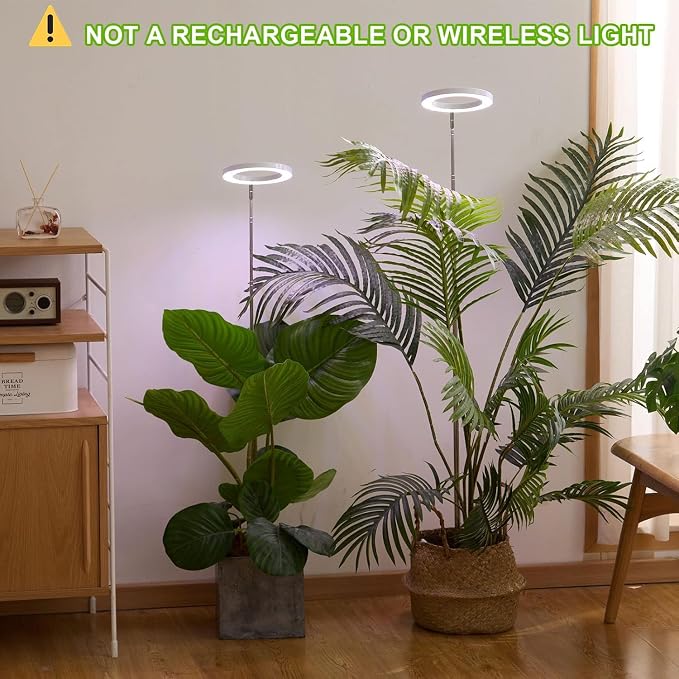 Plant Grow Light,LED Growing Light Full Spectrum for Indoor Plants,Aluminum Black Plant Lights,Height Adjustable, Automatic Timer, 5V Low Safe Voltage