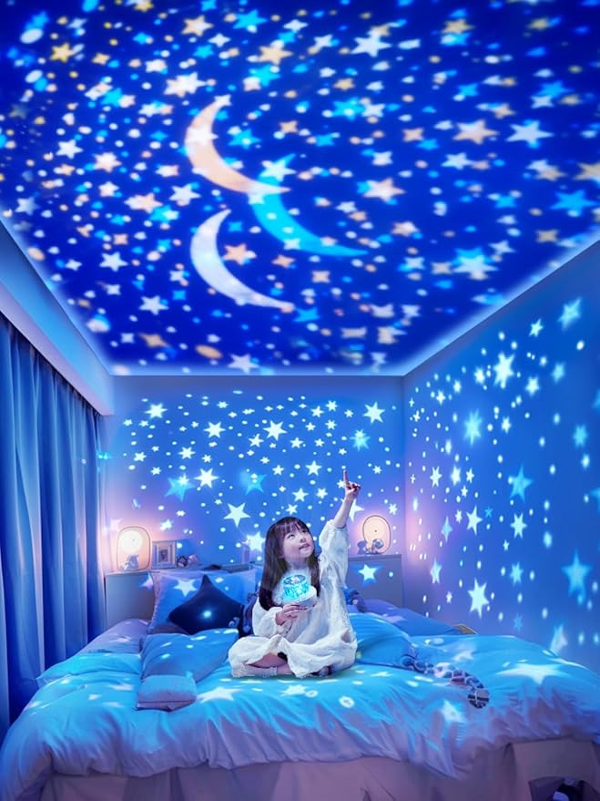21 Sets of Films + Projector Night Light for Kids, Kids Night Light Projector for Bedroom, Ceiling, Star Galaxy Projector with 360° Rotation for Baby Girls, Birthday, Christmas, Nursery, Room Decor