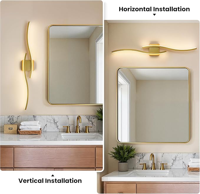 Gold Battery Operated Wall Sconces: 39.3 Inch Rechargeable Wall Sconce Set of 2 with Remote Control/3 Colors/10-100% Dimming/Timer Modern LED Wall Light for Bedroom Living Room Hallway Bathroom, 2 Pcs