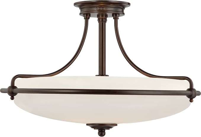 Quoizel Griffin 21" Semi-Flush Mount Ceiling Light, Palladian Bronze | 4-Light, Opal Etched Glass, ETL Damp Rated, Transitional Style