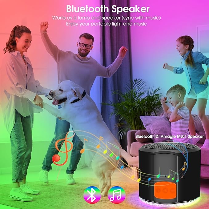 LED Wall Mounted Light, Battery Operated Wall Sconces with Bluetooth Speaker 3000mAh Rechargeable Wall Lights, Dimmable Bedside Reading Wall Lamp for Bedroom, White Light Dynamic RGB Music Sync Modes