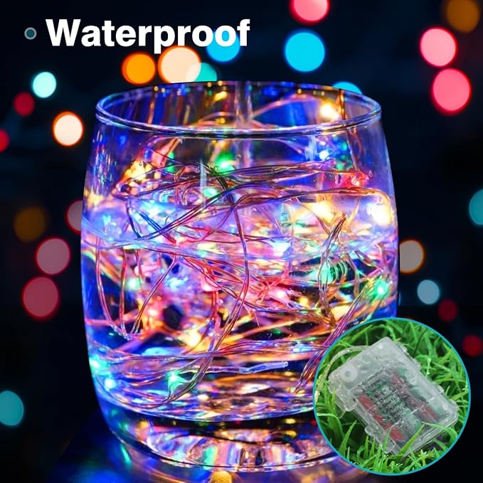 4 Pack Fairy Lights Battery Operated with Remote, Each 39Ft 120LED Battery Powered String Lights with Timer, 8 Modes Waterproof Twinkle Christmas Lights for Bedroom Party Indoor Mason, Multicolor