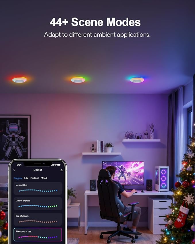 Lumary 5/6 Inch Smart Led Disk Light Pro, Color Changing WiFi Smart Recessed Lighting with RGBAI Ring, Flexible Install Flush Mount Ceiling Light, Compatible with Alexa/Google Assistant, 4Pack