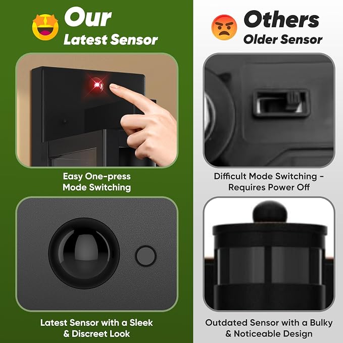 2-Pack 15” Upgraded Motion Sensor Outdoor Wall Lights, Black | Auto ON/OFF, 3 Lighting Modes, Waterproof, Rust-Resistant, Durable Metal & Clear Glass, Standard E26 Sockets, Easy to Install
