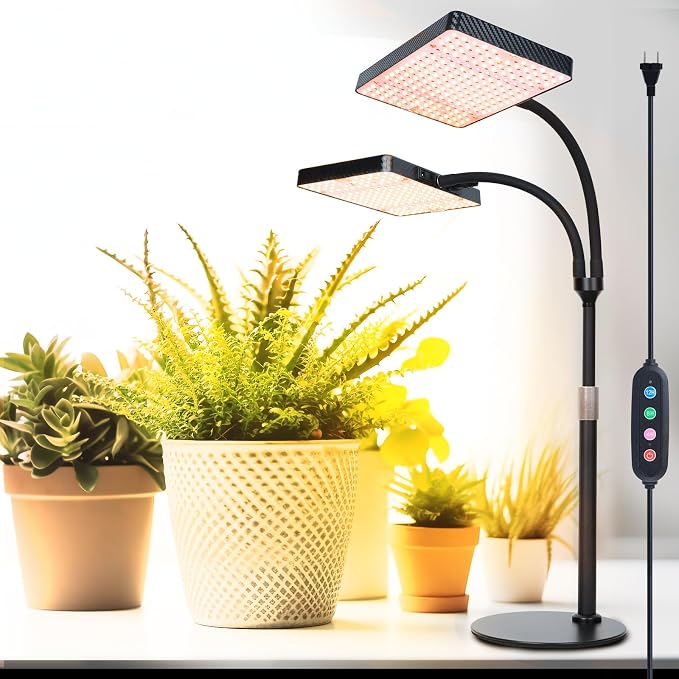 2026 2Head Tabletop Grow Lights for Indoor Plants, Seed Starting, Bonsai, 50 Watt Power Draw, Big Coverage and Bright Enough, Like A Small Sun for Your Jungle, 16"-24" Height Adjustable