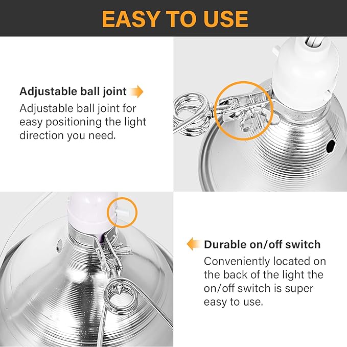 Simple Deluxe Clamp Lamp Light 60 Watt with 5.5 Inch Aluminum Reflector (no Bulb Included), 6 Feet Cord, 2 Pack, White