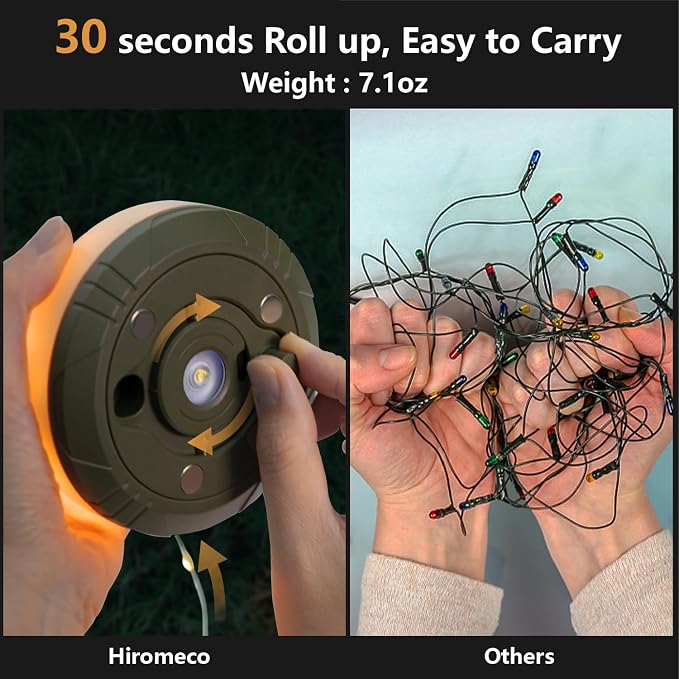 Camping Lights String: Outdoor String Light with 5 Lighting Modes - Quick 30s Recovery Durable and Waterproof - USB Charging - Portable Camping Lights for Yard/Hiking (32.8ft)