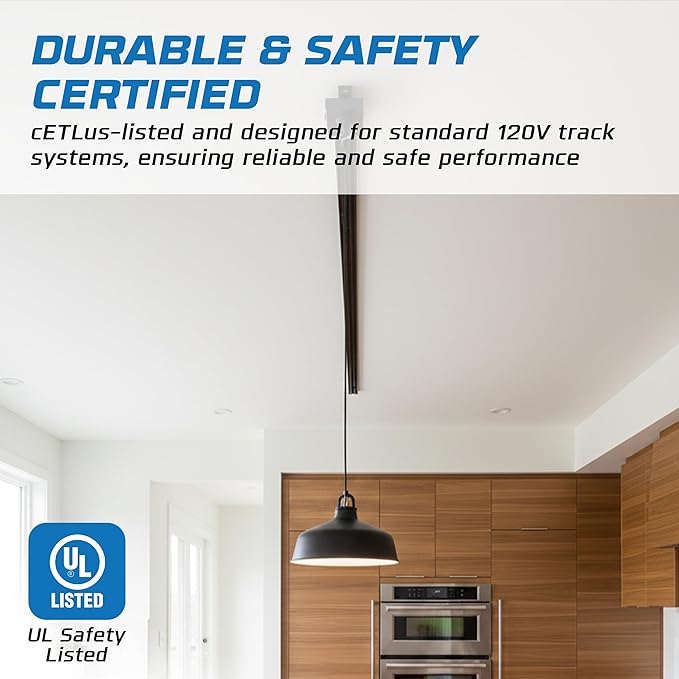 OHLECTRIC Pendant Loop Track Adapter, Black (2-Pack) – 120V – Supports Indoor Dry Locations – Durable Plastic Construction with cETLus Listing