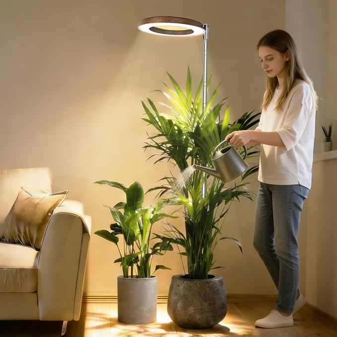 Wood Grain Grow Lights for Indoor Plants Plant Growing Lamp, Full Spectrum Plant Lights for Indoor Growing (Wood Color Without Base, 1 Pack)