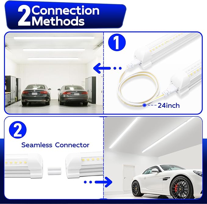 hykolity 6 Pack 4FT LED Shop Light,40W, 5200LM, 6500K Super Bright White,V Shape Integrated T8 LED Tube Light,4 Foot Linkable Shop Lights with Built-in ON/Off Switch for Garage,Warehouse,Workshop