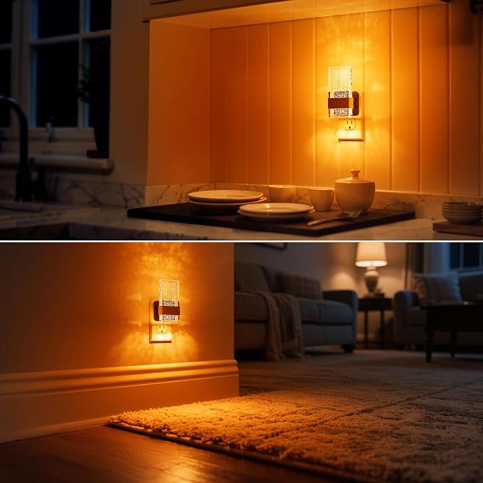 LED Night Lights Plug into Wall, [2 Pack] Dimmable Nightlight | Bubble Decorative Night Light, Dusk to Dawn Sensor, Wall Sconce-Style Design Nightlights for Bathroom, Hallway