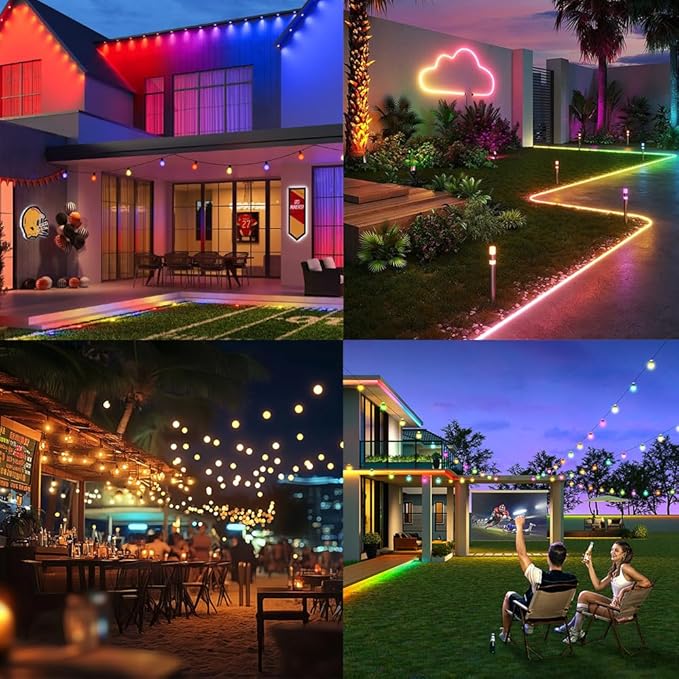 Waterproof ESP32 WLED Controller with Mic , Project for Pool Boat Landscape Outdoor Lights IP65 Dynamic RGB IC DIY Lighting WiFi APP Control for WS2812B DC5-24V RGBW LED Controller (2 Channel)